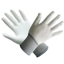 Polyester / Nylon Handschuhe mit weißem PU beschichtet mit Ce